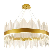 new design large luxury steel gold modern hang round ceiling light crystal chandelier pendant lights for living room